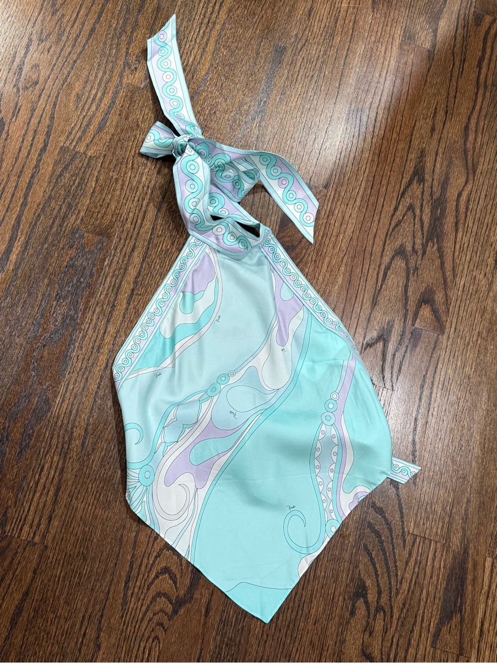 Emilio Pucci Mint and Lilac Printed Kids Hair Scarf